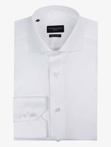Cavallaro Napoli Uni Widespread Doppio Ritorto Two-Ply Cotton Overhemd Wit