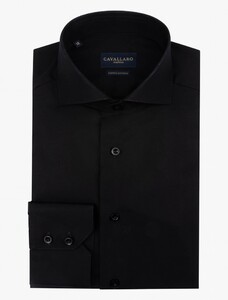 Cavallaro Napoli Uni Widespread Two-Ply Doppio Ritorto Cotton Overhemd Zwart