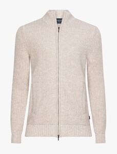 Cavallaro Napoli Vento Full Zip Texture Knit Vest Zand