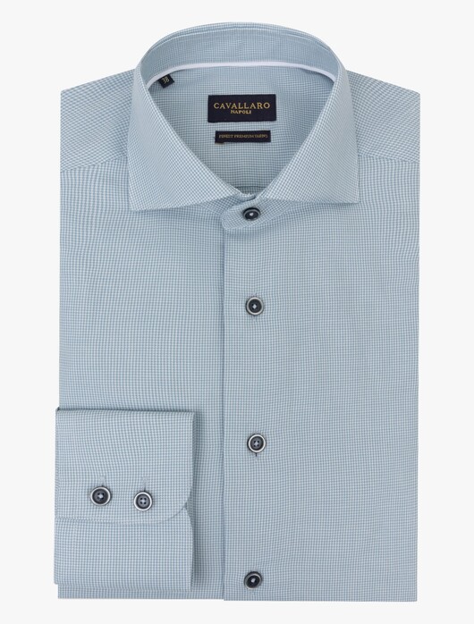 Cavallaro Napoli Vernio Pied-de-Poule Overhemd Licht Blauw