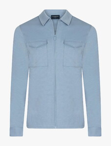 Cavallaro Napoli Zaverio Ton-sur-Ton Zip Closure Overshirt Licht Blauw Melange