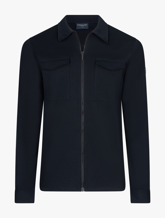 Cavallaro Napoli Zerino Comfort Fabric Overshirt Donker Blauw