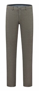 Com4 Cotton Blend Check Modern Chino Broek Bruin