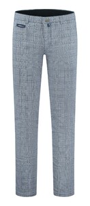 Com4 Modern Chino Check Broek Blauw