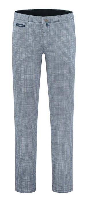 Com4 Modern Chino Check Broek Blauw