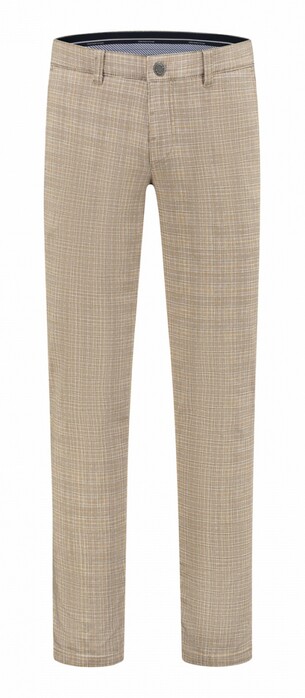 Com4 Modern Chino Check Broek Donker Beige