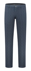 Com4 Modern Chino Fine Checkered Pattern Broek Donker Blauw