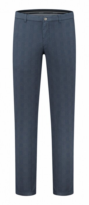 Com4 Modern Chino Fine Checkered Pattern Broek Donker Blauw