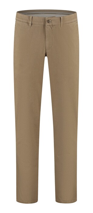 Com4 Modern Chino Micro Pattern Near Faux-Uni Subtle Cotton Stretch Broek Donker Beige