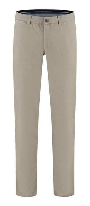 Com4 Modern Chino Mini Herringbone Pattern Flat-Front Broek Beige
