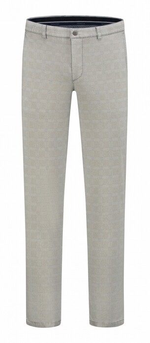 Com4 Multi Mini Check Modern Chino Broek Beige