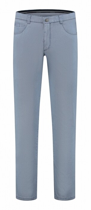Com4 Swing Front Cotton Trousers Fine Structure Pattern Broek Licht Blauw