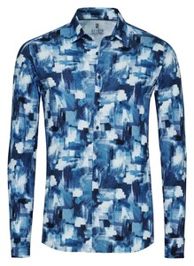 Desoto Abstract Artwork Overhemd Donker Blauw-Blauw