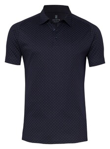 Desoto Abstract Mini Allover Cubes Pattern Poloshirt Dark Evening Blue