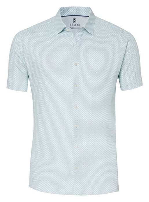 Desoto Abstract Mini Cubes Pattern Short Sleeve Overhemd Turquoise