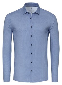Desoto Abstract Mini Metric Casual Kent Collar Overhemd Blauw-Wit