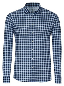 Desoto Allover Check Pattern Casual Kent Shirt Navy