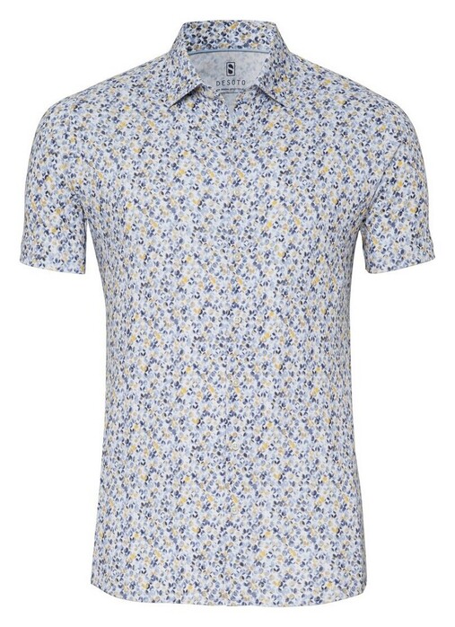 Desoto Allover Fantasy Dots Overhemd Blauw-Geel