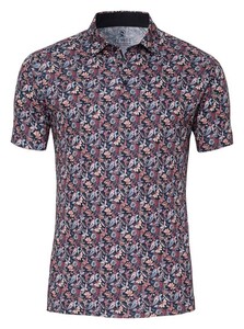 Desoto Allover Floral Artwork Poloshirt Red-Apricot