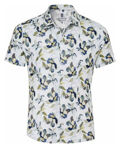 Desoto Allover Flowers Casual Kent Overhemd Groen-Blauw