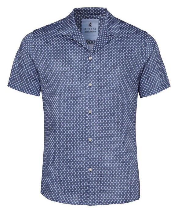 Desoto Allover Minimal Pattern Denim Look Overhemd Authentic Blue