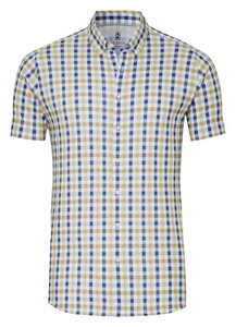 Desoto Allover Multi Check Short Sleeve Shirt Blue-Yellow