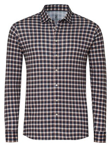 Desoto Allover Multi Checks Casual Kent Overhemd Bruin-Navy