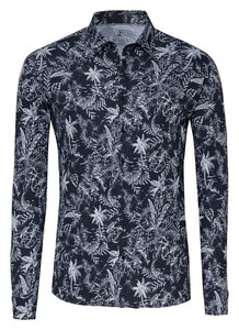 Desoto Allover Multi Leaves And Flowers Pattern Shirt Dark Gray