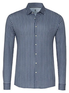 Desoto Allover Stripe Casual Kent Overhemd Navy
