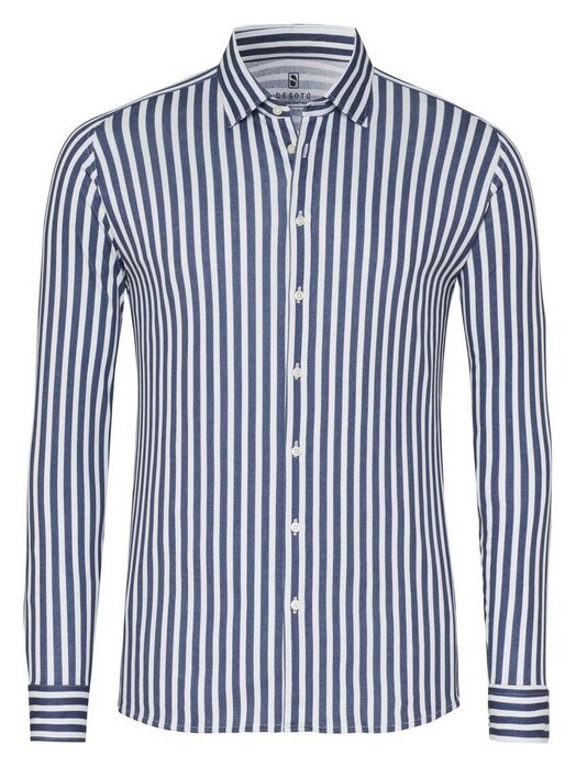 Desoto Allover Vertical Stripes Overhemd Donker Blauw