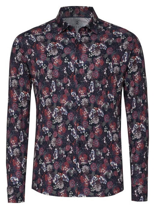 Desoto Autumn Floral Mood Overhemd Bordeaux