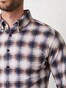 Desoto Casual Button-Down 3D Check Flanel Overhemd Zand-Blauw