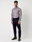 Desoto Casual Button-Down 3D Check Flanel Overhemd Zand-Blauw