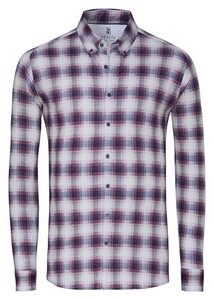 Desoto Casual Button-Down 3D Check Flannel Shirt Red-Blue