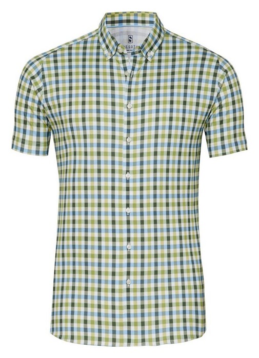 Desoto Casual Button-Down Multi Check Shirt Lime Green-Blue
