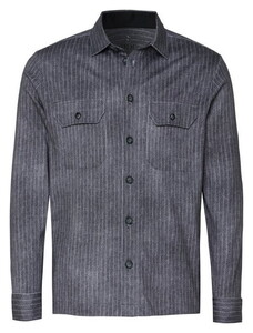 Desoto Casual Denim Stripe Kent Collar Overshirt Grijs