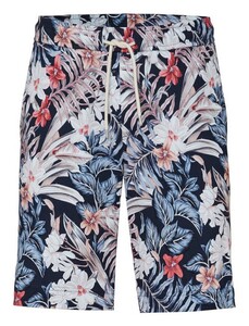 Desoto Casual Drawstring Short Floral Pattern Bermuda Abrikoos-Blauw-Multi