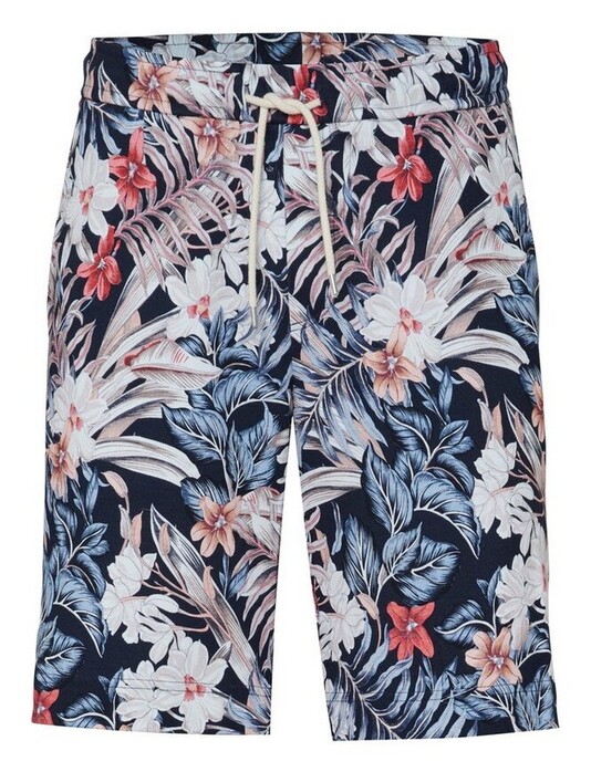 Desoto Casual Drawstring Short Floral Pattern Bermuda Abrikoos-Blauw-Multi