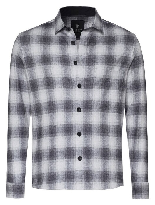 Desoto Casual Kent Check Flanel Overshirt Grijs