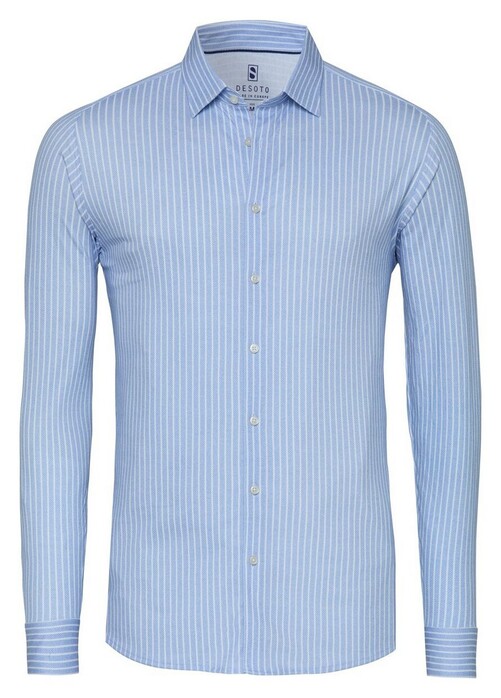 Desoto Casual Kent Collar Twill Pattern Stripe Overhemd Licht Blauw