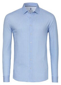 Desoto Casual Kent Collar Twill Pattern Stripe Shirt Light Blue