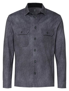 Desoto Casual Kent Denim Look Overshirt Donker Grijs