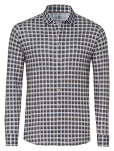 Desoto Casual Kent Multi Check Overhemd Beige-Blauw