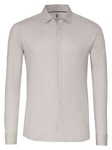 Desoto Casual Kent Multi Vertical Stripe Shirt Beige