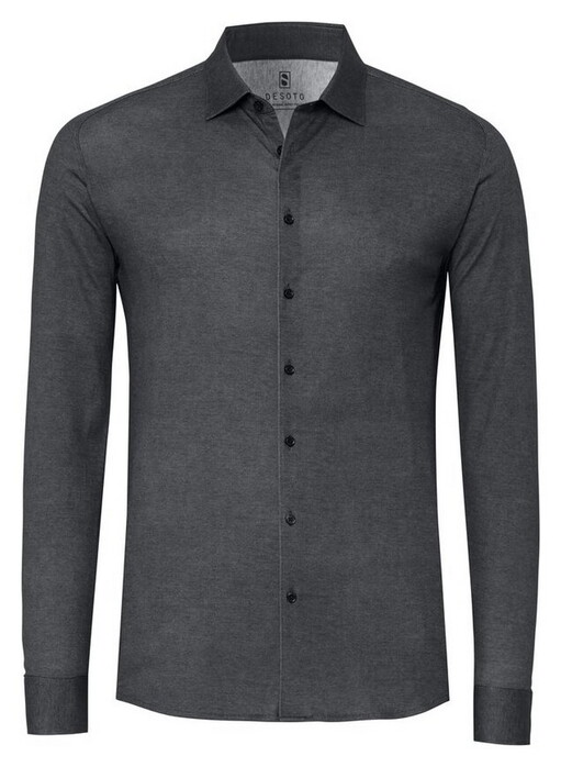 Desoto Casual Kent Solid Color Twill Overhemd Antraciet