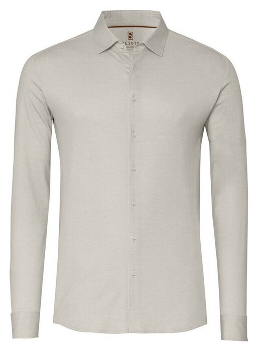 Desoto Casual Kent Solid Color Twill Overhemd Beige