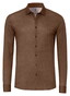 Desoto Casual Kent Solid Color Twill Overhemd Licht Bruin