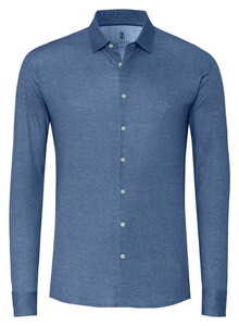 Desoto Casual Kent Solid Color Twill Shirt Blue