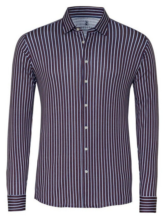 Desoto Casual Kent Stripes Overhemd Bordeaux
