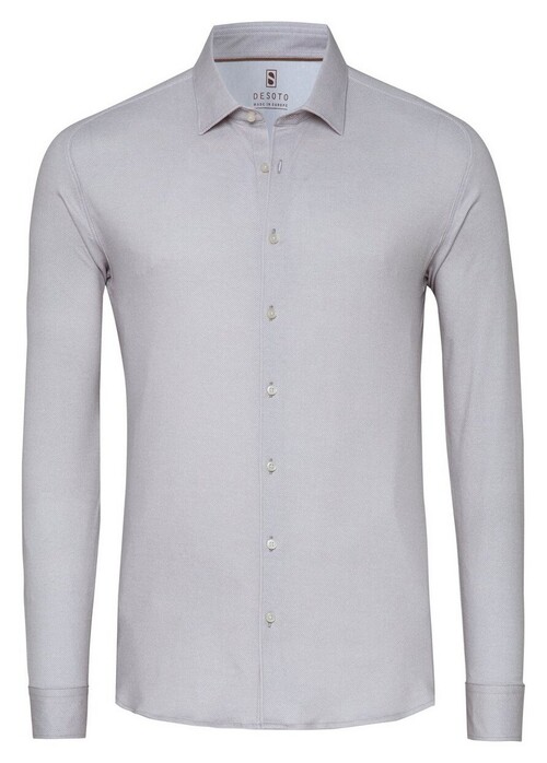 Desoto Casual Kent Twill Pattern Mélange Overhemd Beige